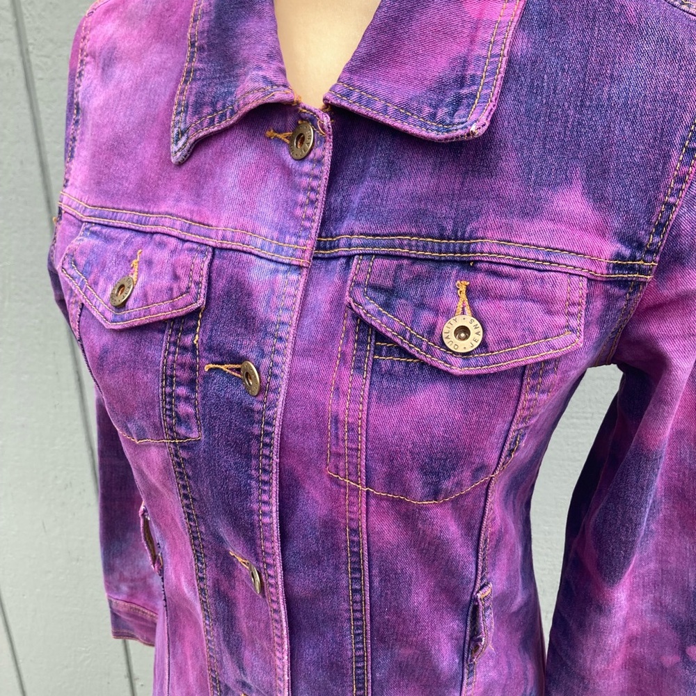 Dyed vintage denim long jean jacket - Picture 12 of 16